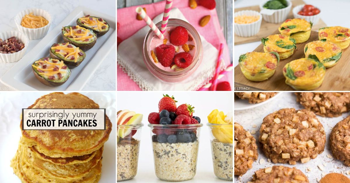 6 images of healthy and yummy breakfast recipes for kids.