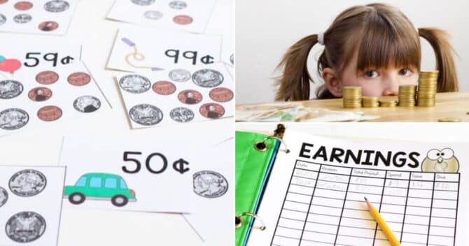 Images of how to teach kids about money.