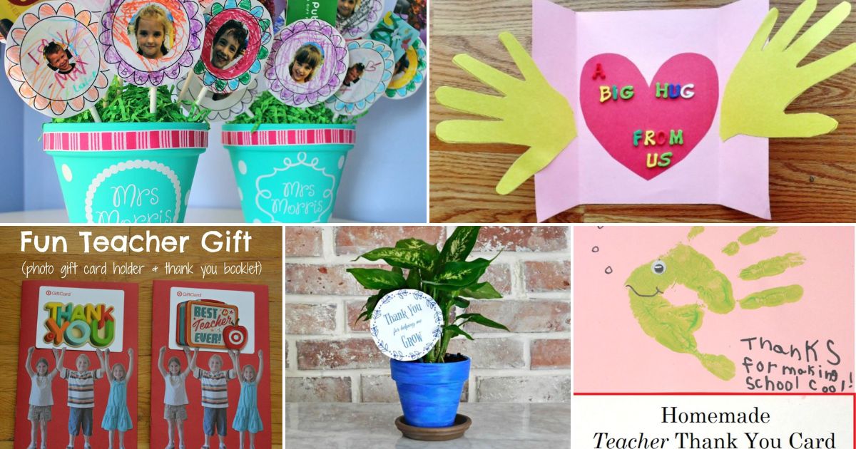 Collage of  diy gifts for teacher appreciation day.