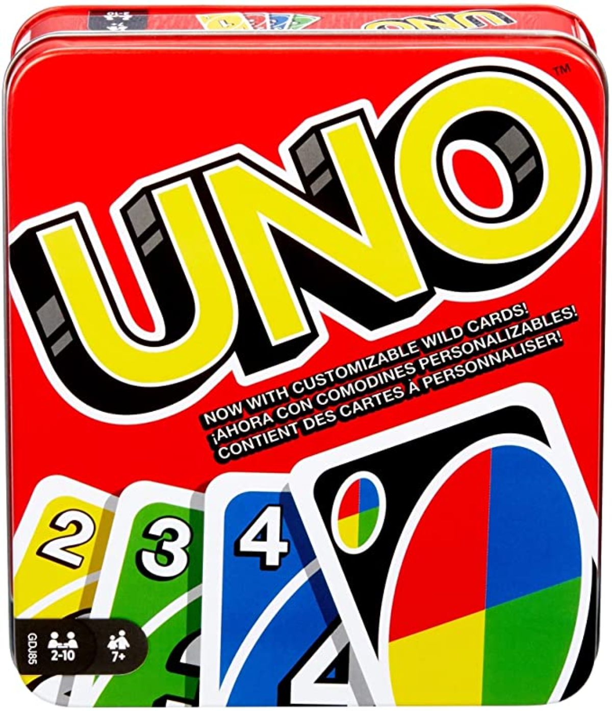 a metal tin of uno cards