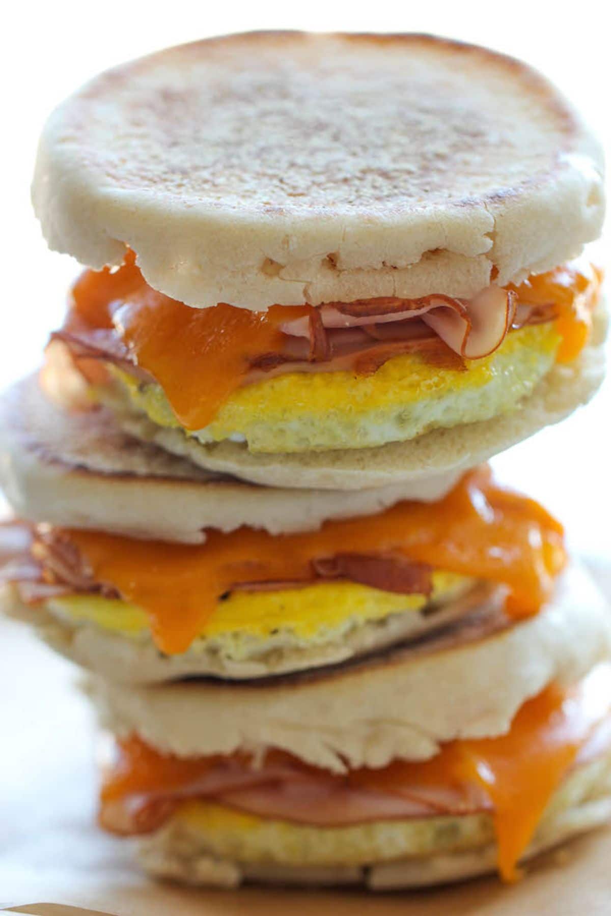 a stack of breakfast sandwiches
