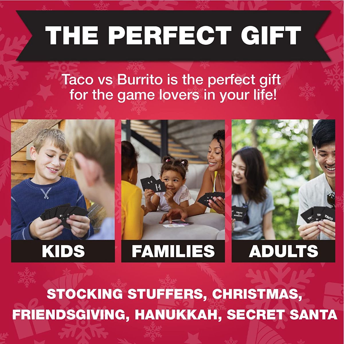 graphic that says the perfect gift about tacos vs burritos