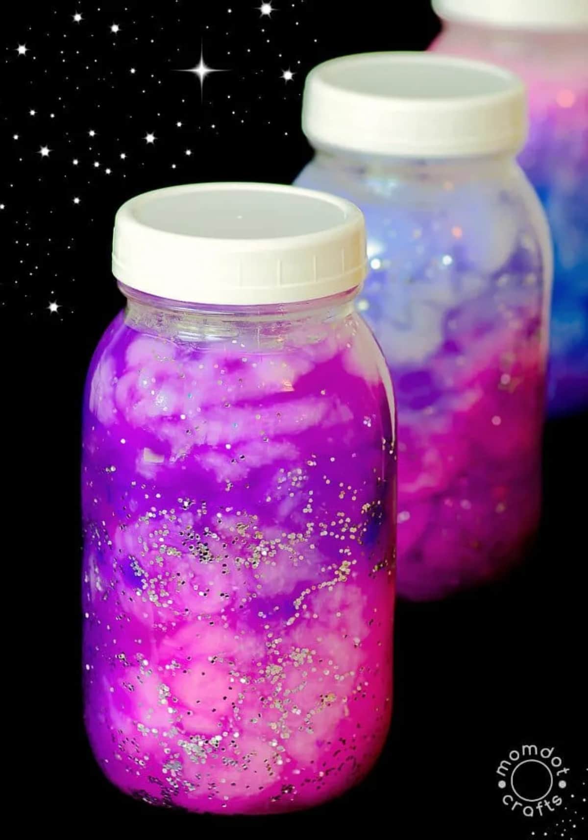 DIY Galaxy Jars glitter craft