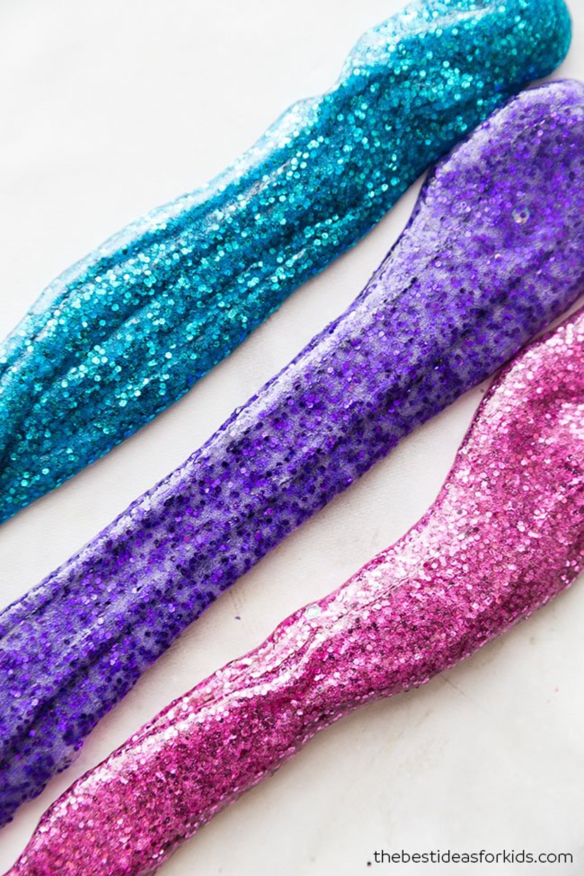 Pink, purple and blue glitter craft