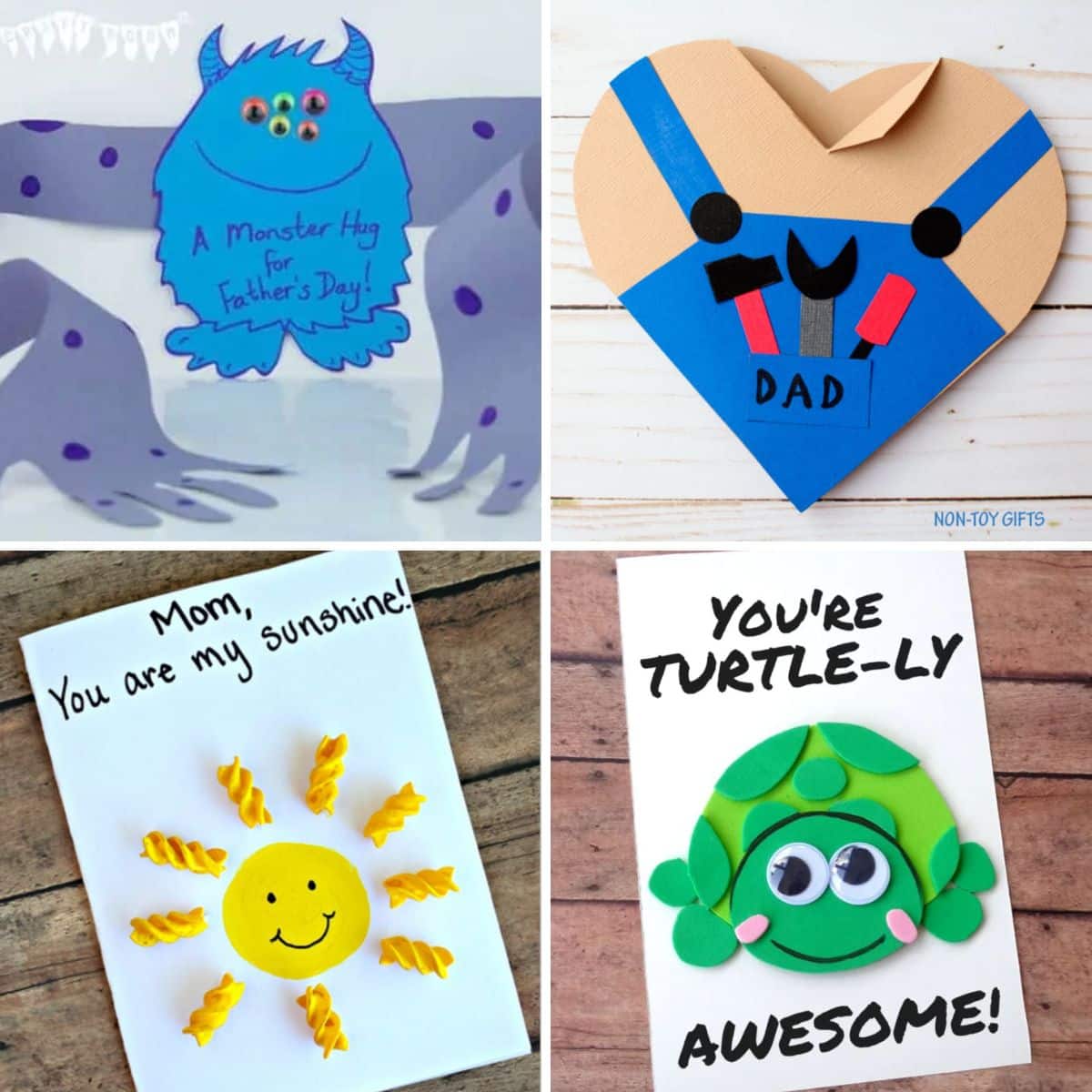 4 images of adorable diy cards for kids to make