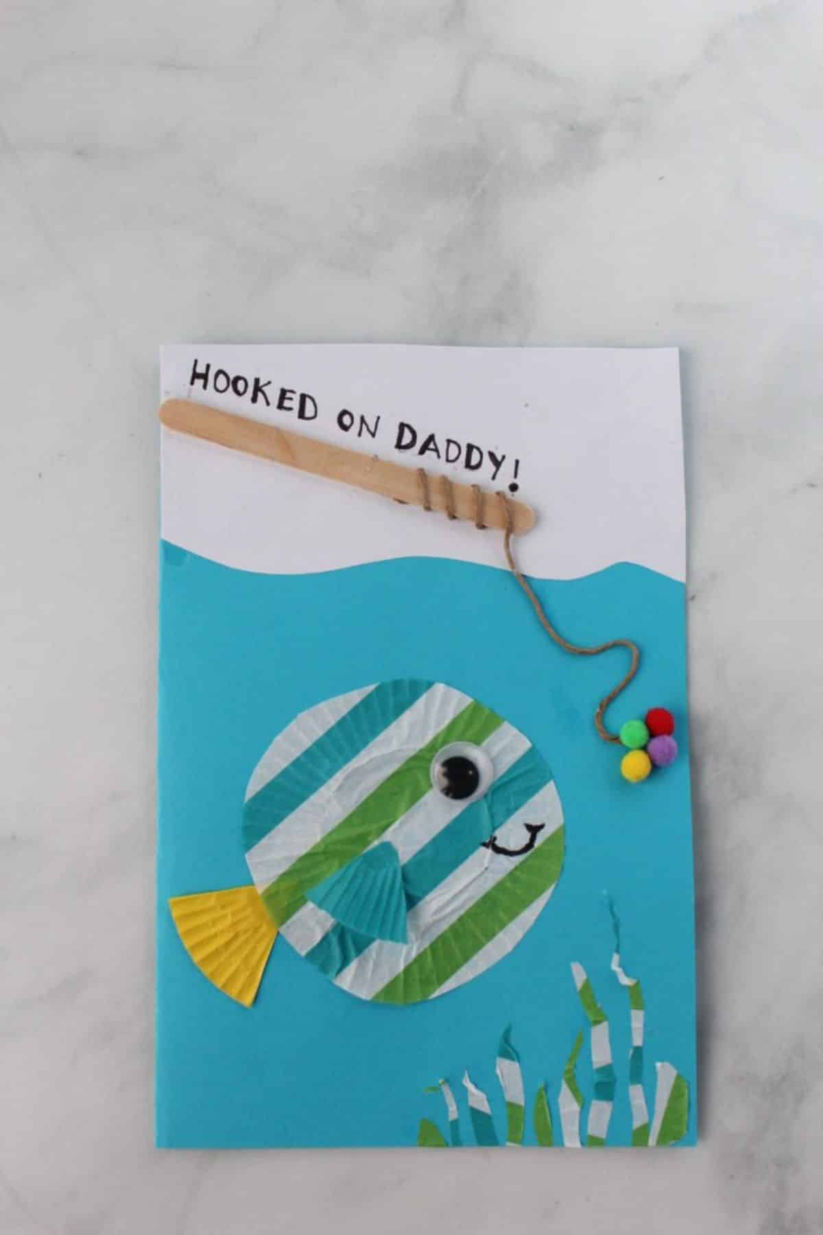 Fish Cupcake Liner Craft father's day card