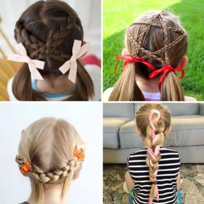 4 images of adorable hairstyles for girls.