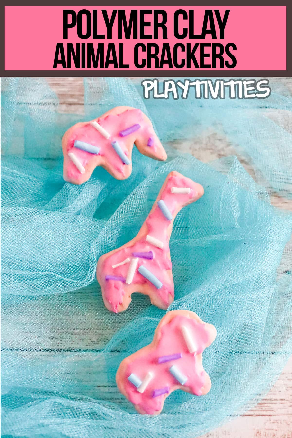 easy kids craft clay project idea with text which reads polymer clay animal crackers