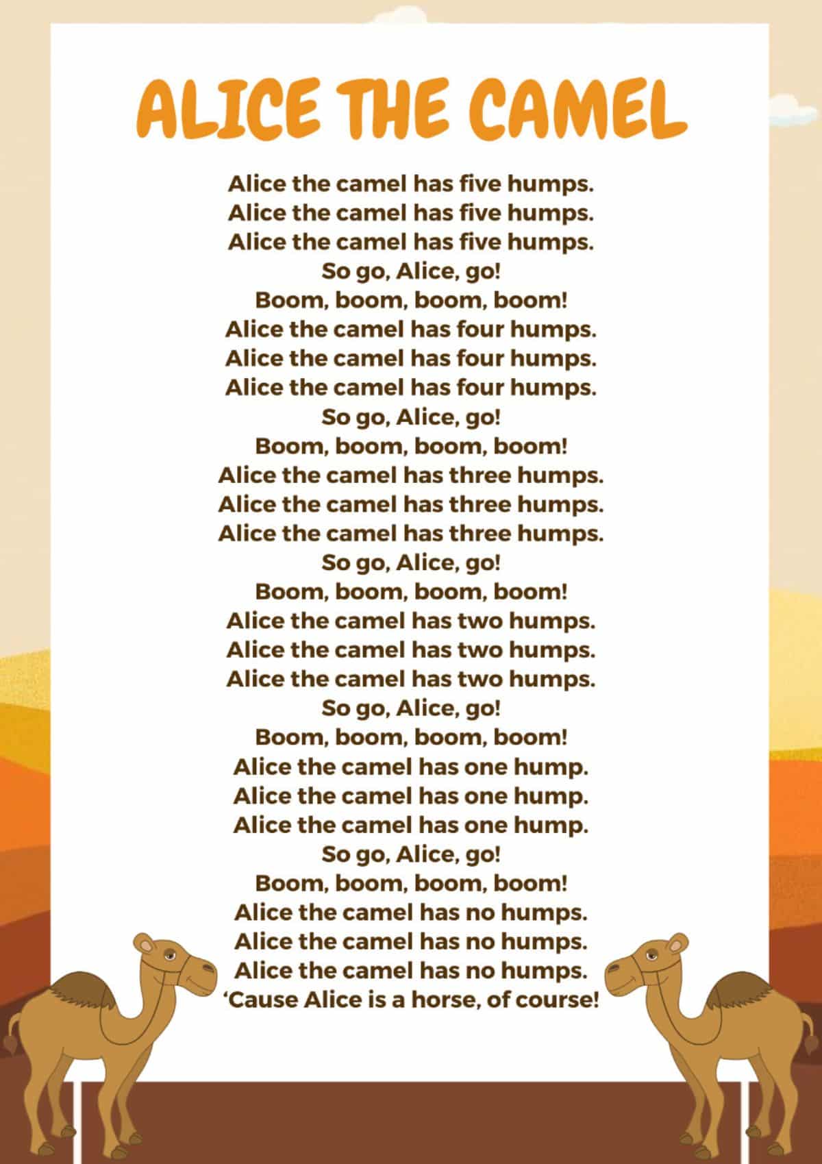 Alice The Camel Printable Lyrics