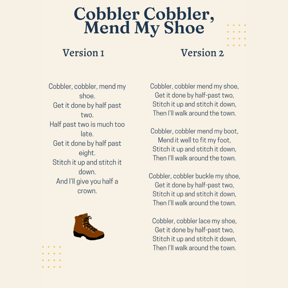 Cobbler Cobbler lyrics