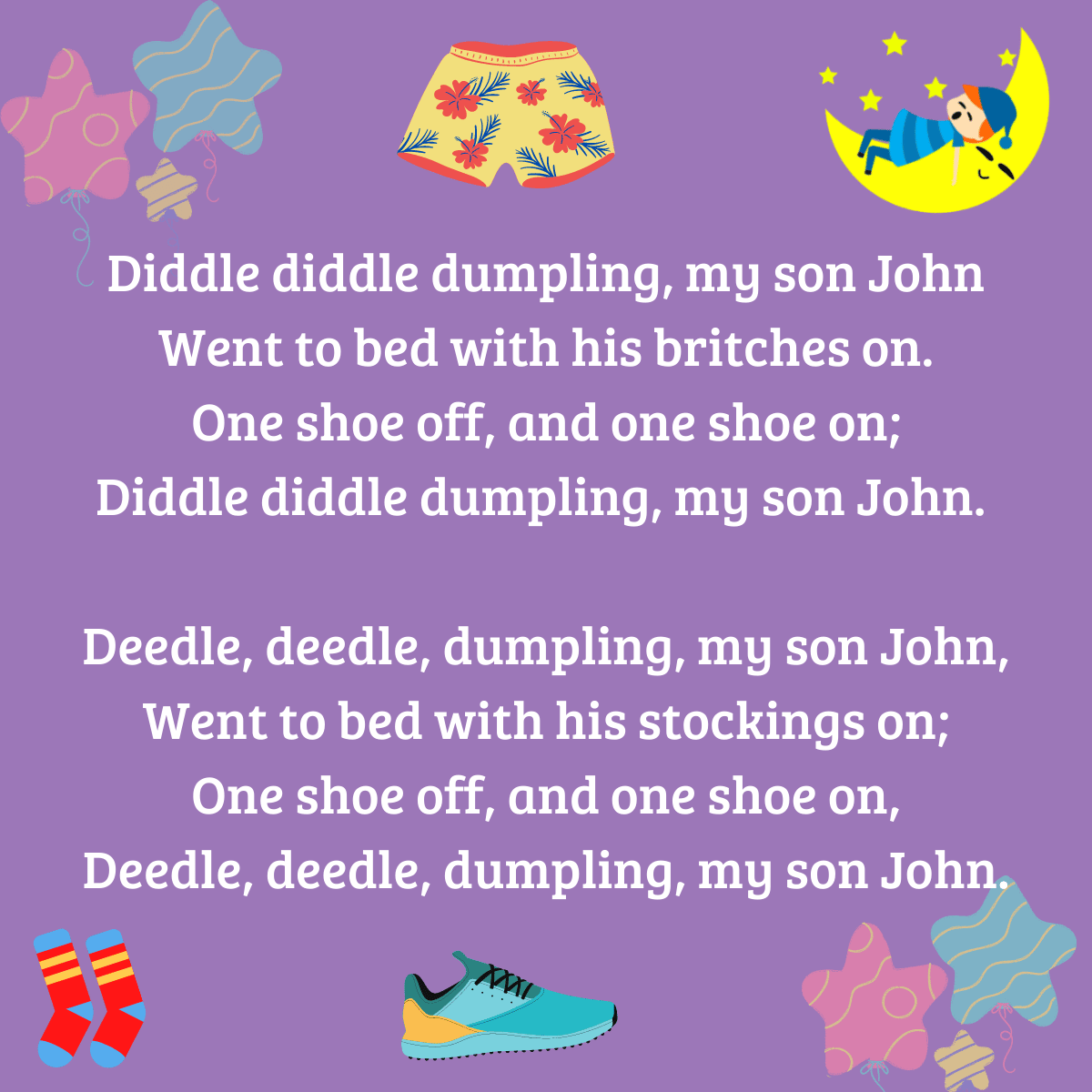 Diddle, Diddle Dumpling Printable Lyrics