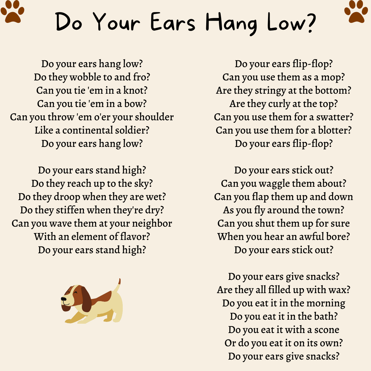 Do Your Ears Hang Low - lyrics