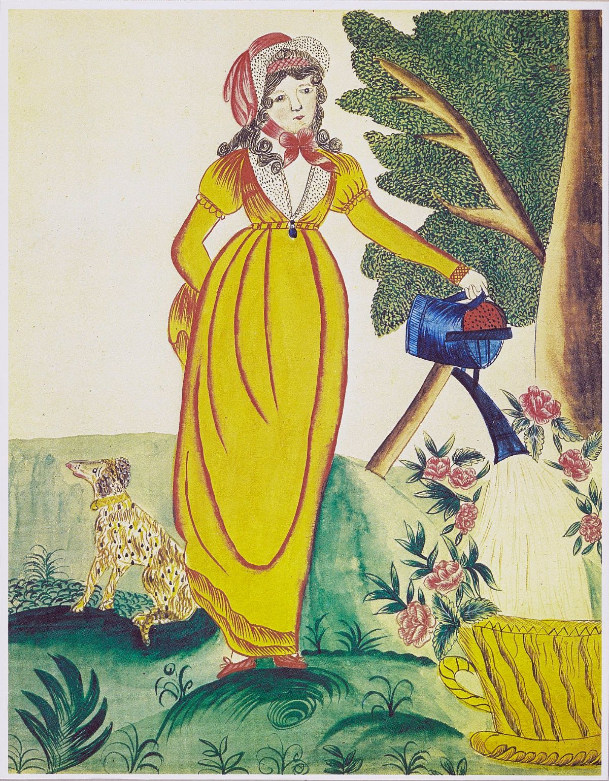 Elizabeth_Glaser,_Lady_in_Yellow_Dress_Watering_Rose,_ca._1830