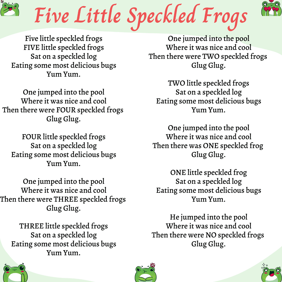 Five Little Speckled Frogs lyrics