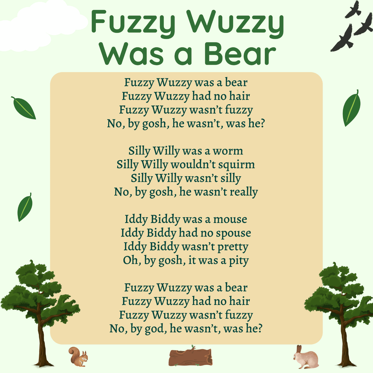 Fuzzy Wuzzy Was a Bear lyrics