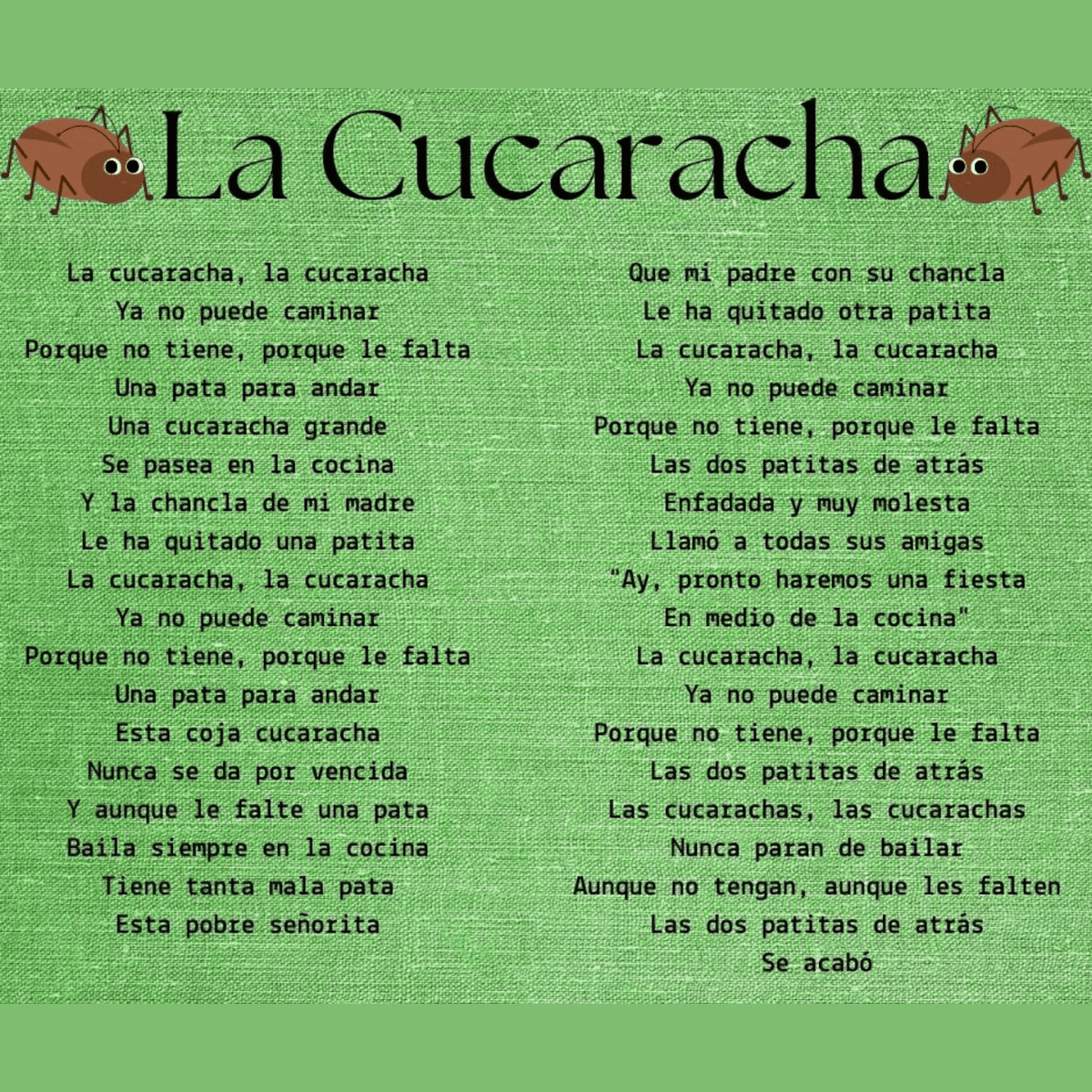 La Cucaracha lyrics