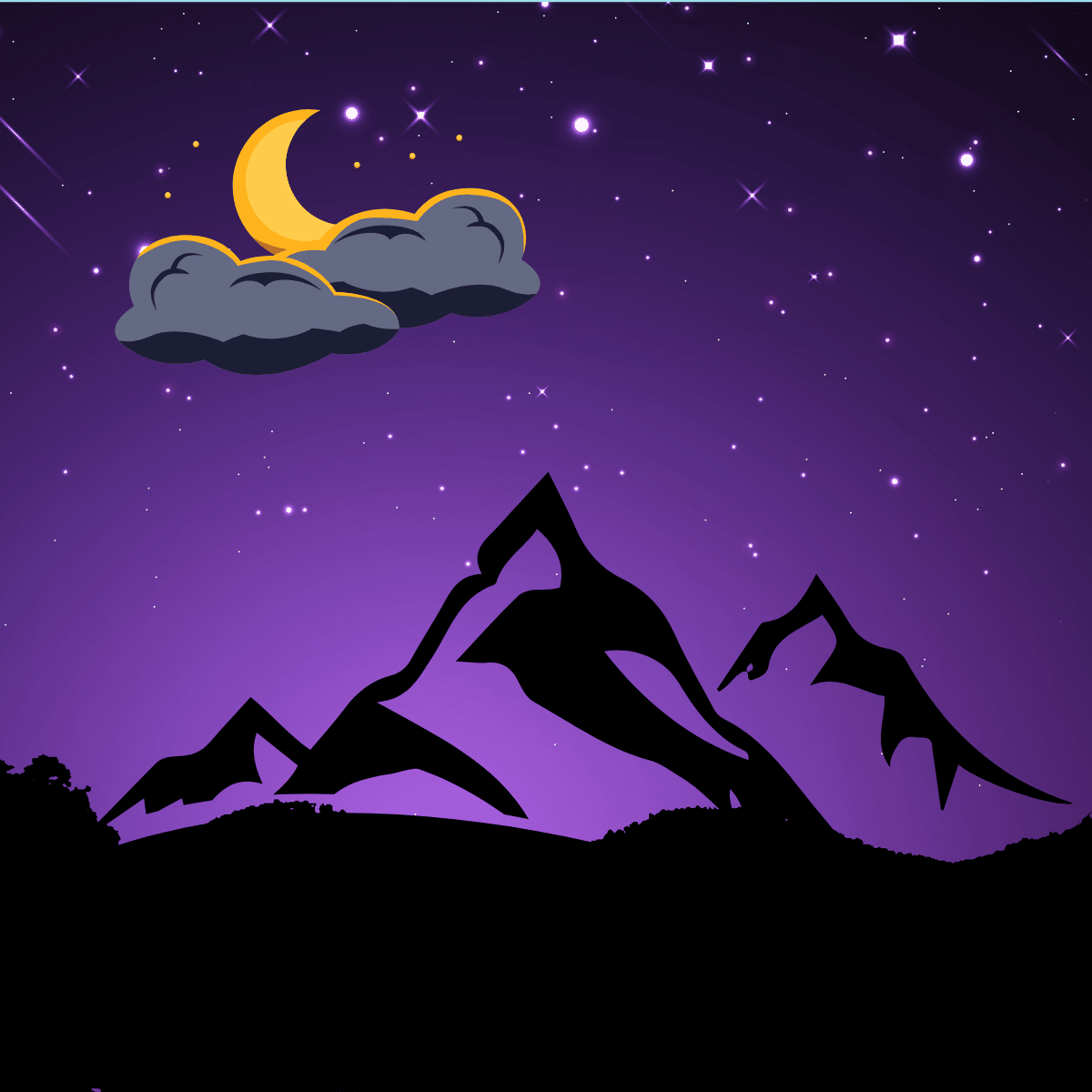 Starry night graphics with the moon