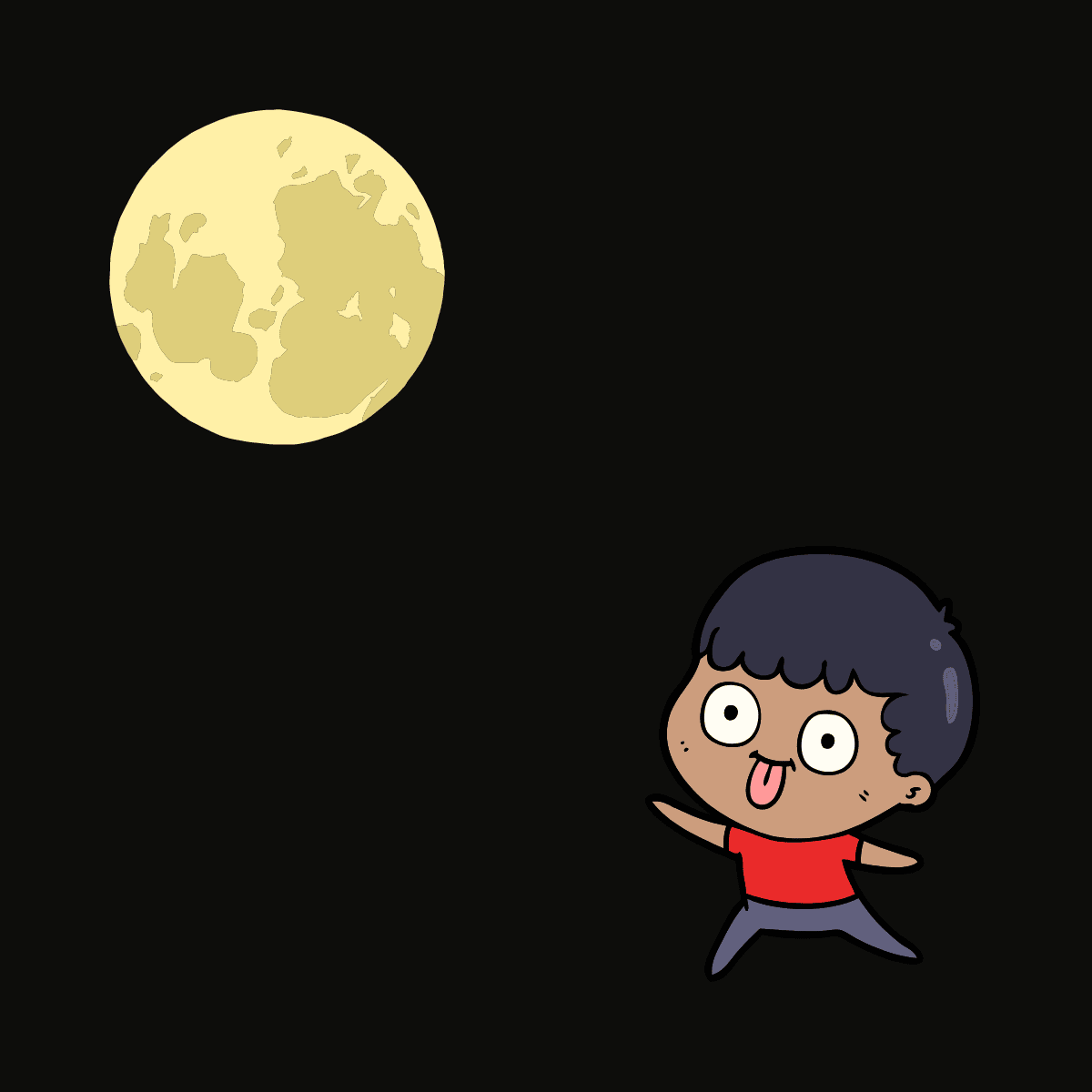 Kid staring at the moon graphics