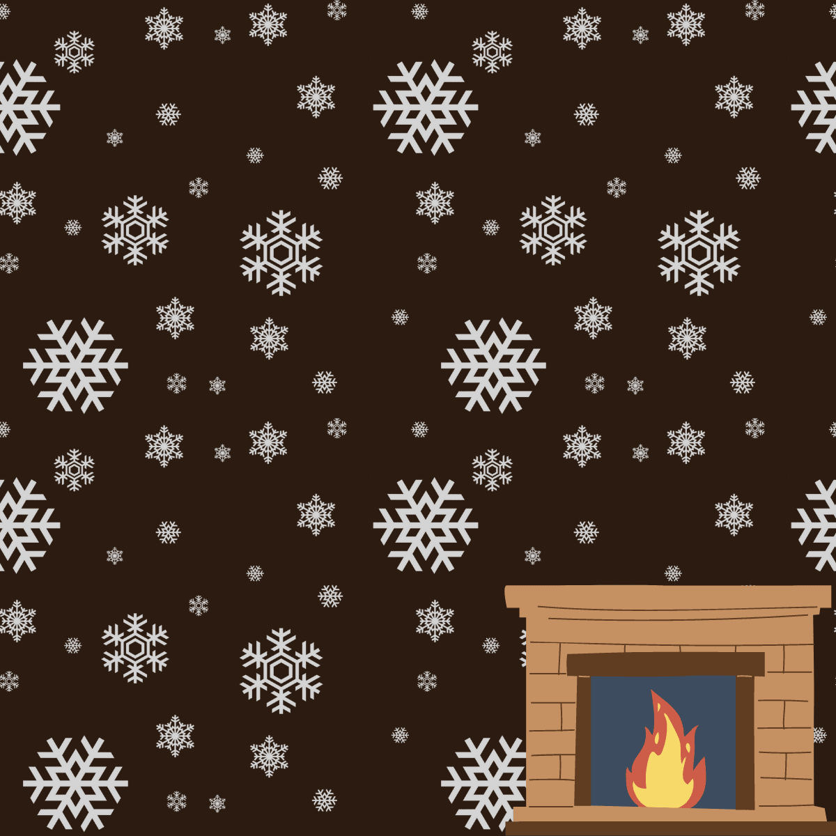 Fireplace in snowfall