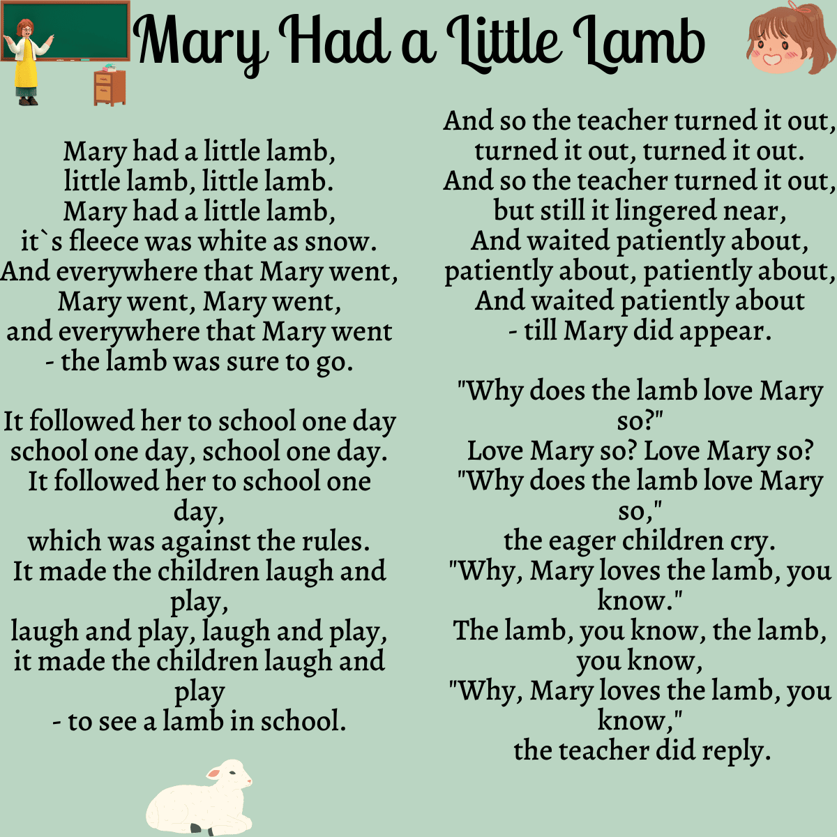 Mary Had a Little Lamb lyrics