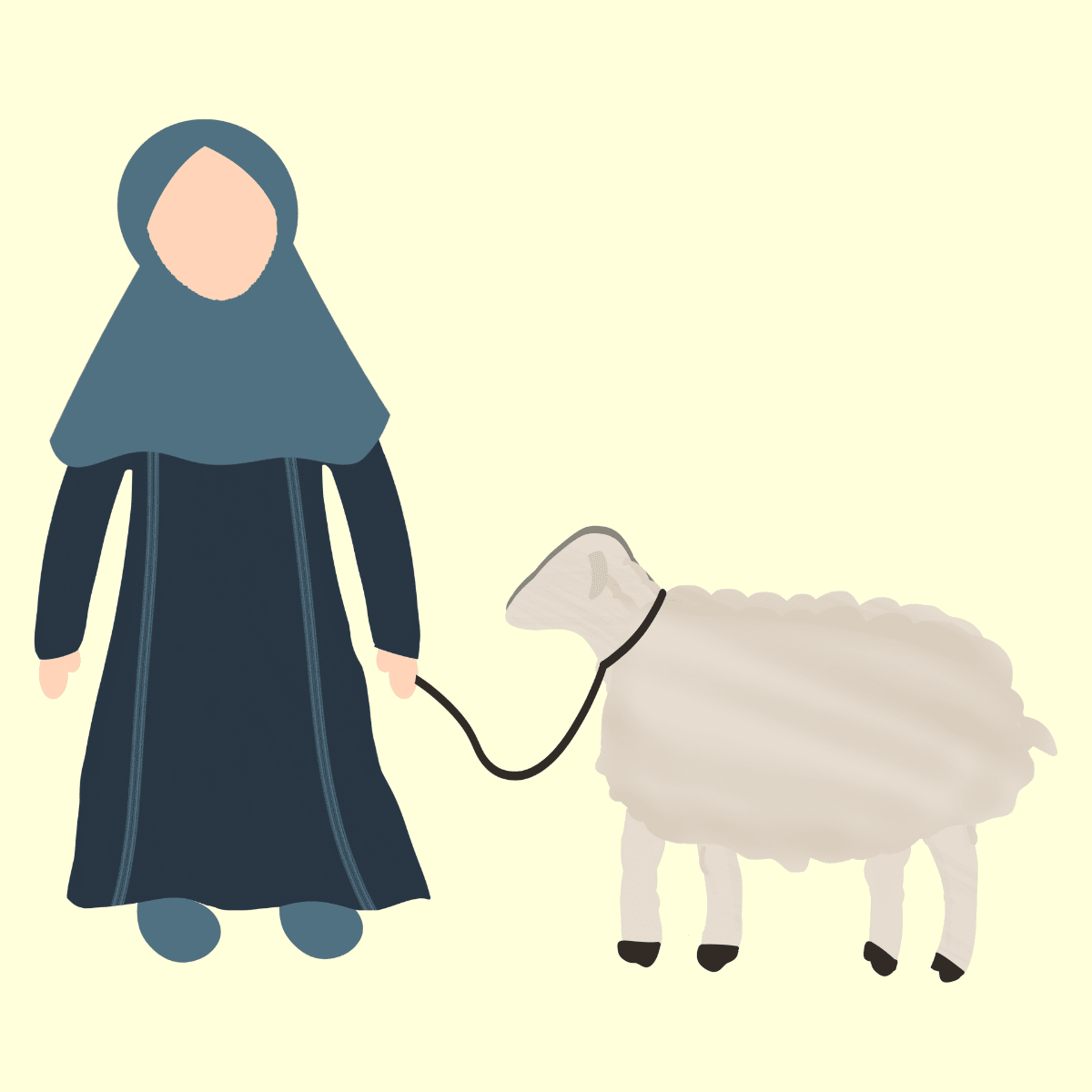 Woman shepherd and a sheep drawing