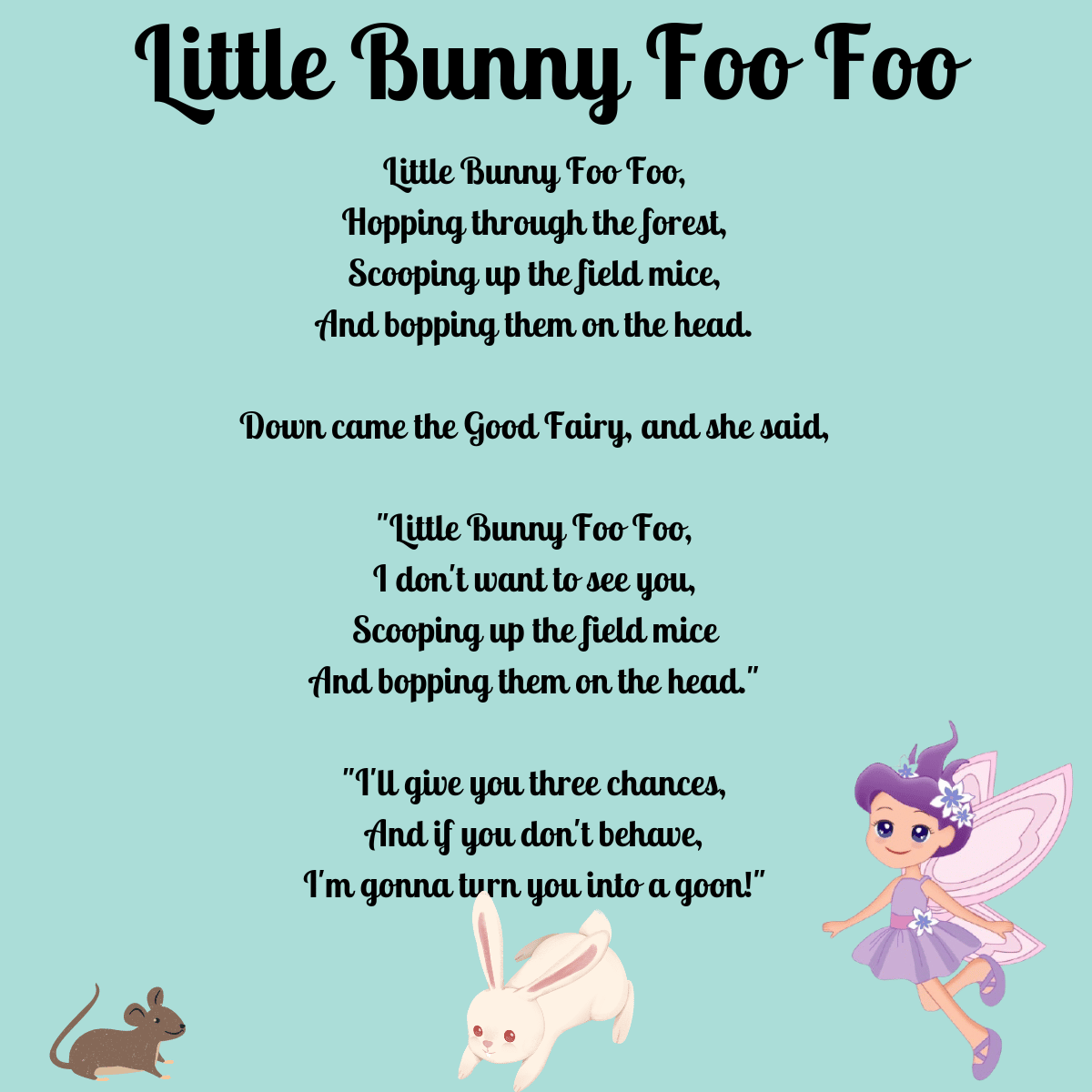 Little Bunny Foo Foo Printable Lyrics, Origins, and Video