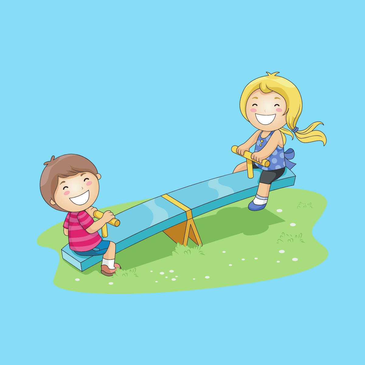 Kids playing in the playground digital drawing
