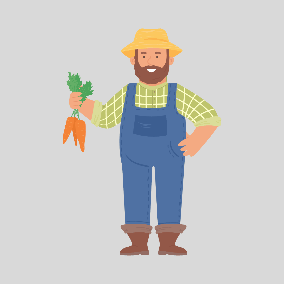The Farmer in the Dell farmer holding carrots