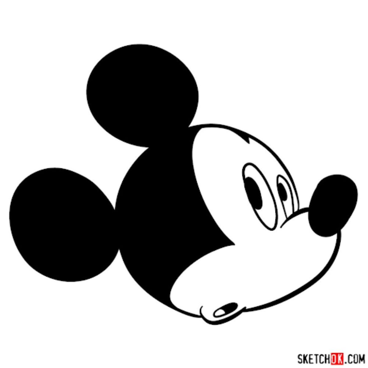 Black And White Mickey Mouse Drawing