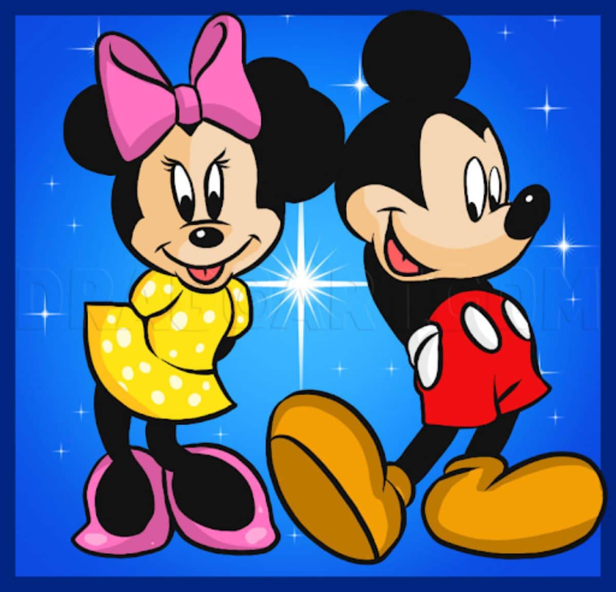Dancing Mickey And Minnie Mouse Drawing