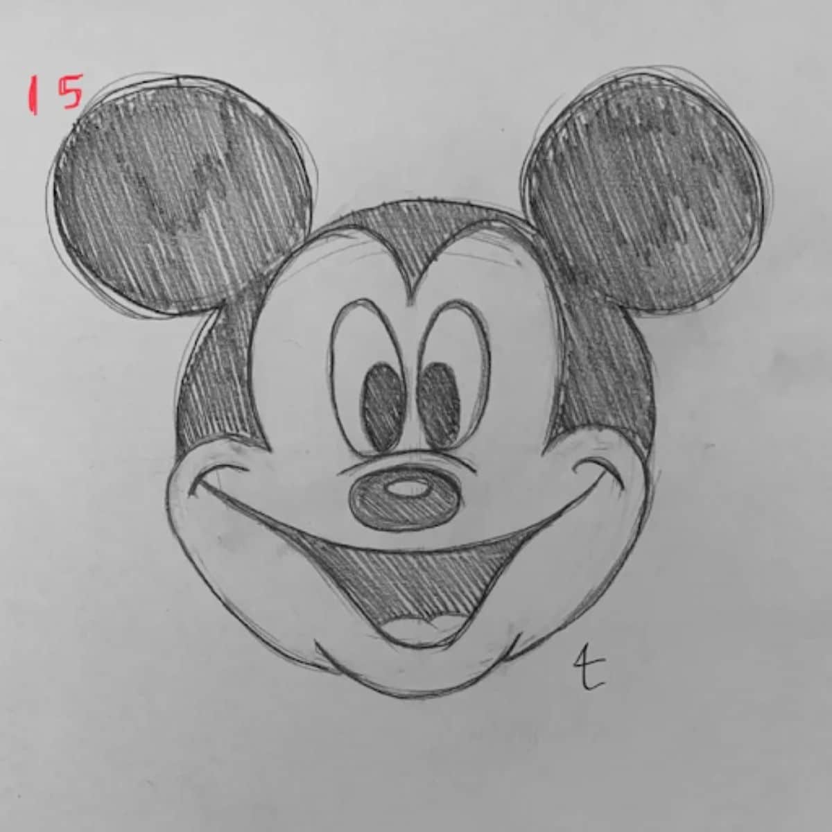 Drawing Mickey Mouse Face Sketch
