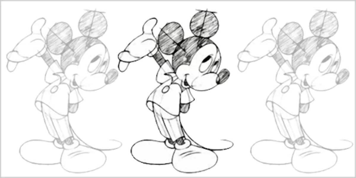 Drawing Mickey Mouse Figure Sketch