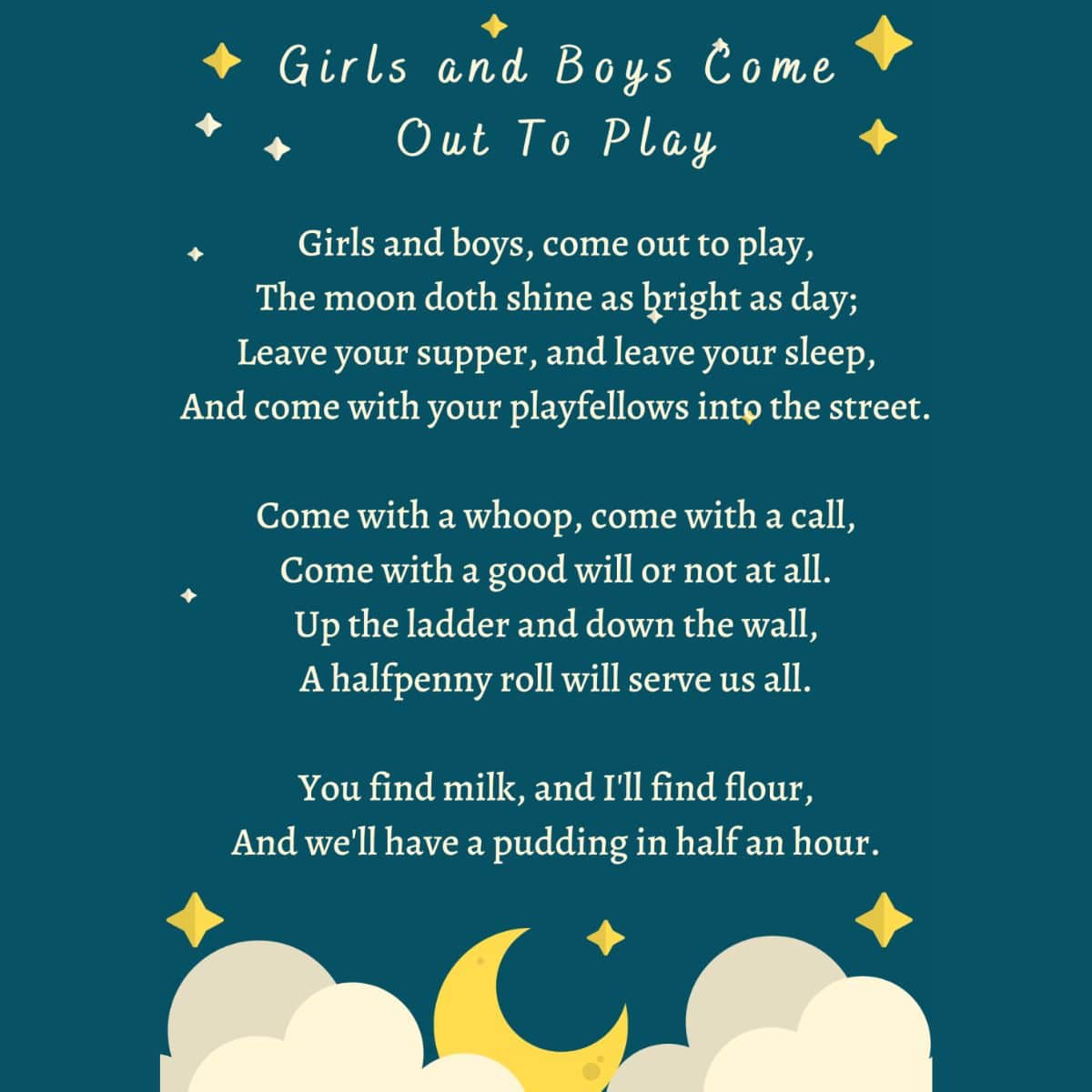 Girls and Boys Come Out To Play Lyrics
