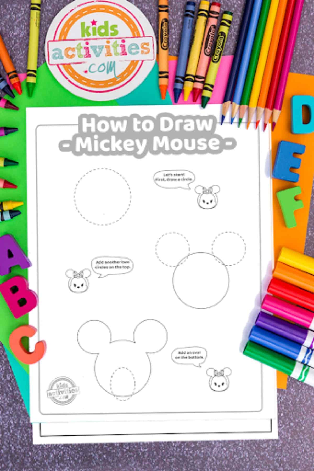Mickey Mouse Face Drawing