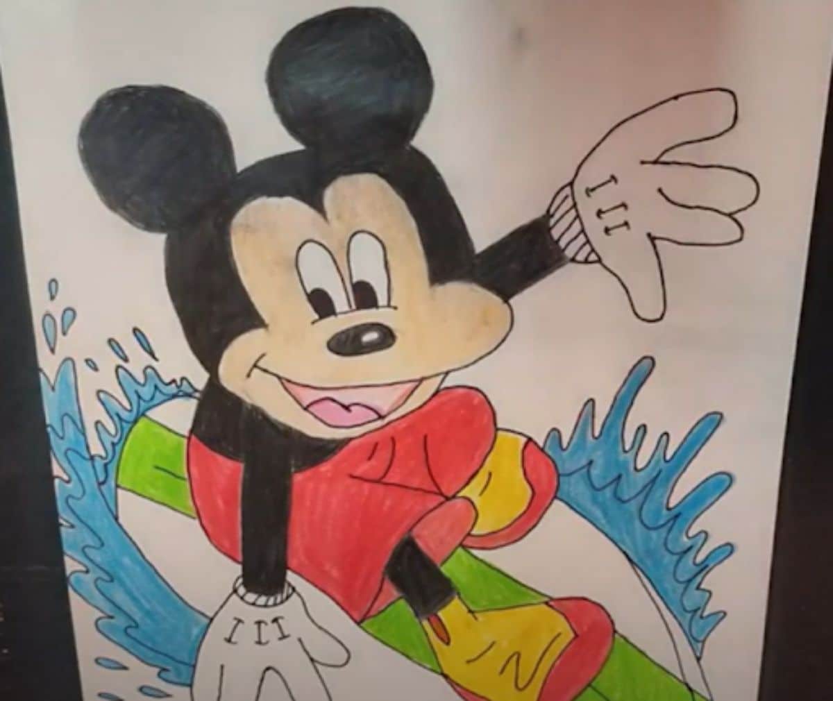 Mickey Mouse Surfing Drawing