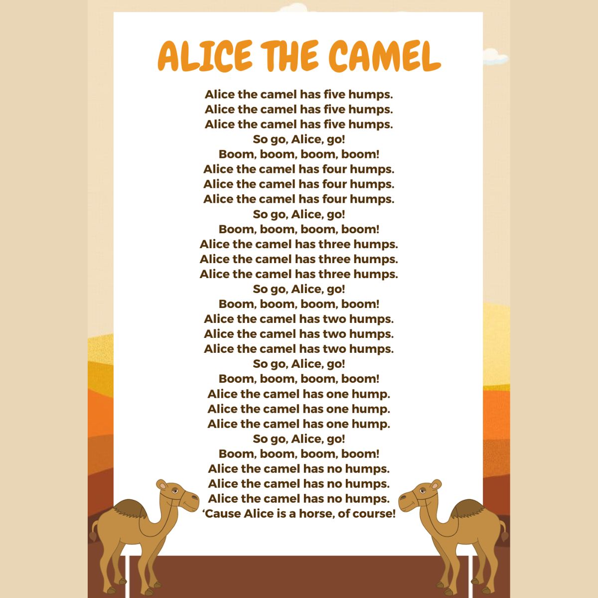 Alice The Camel lyrics with Camels on background