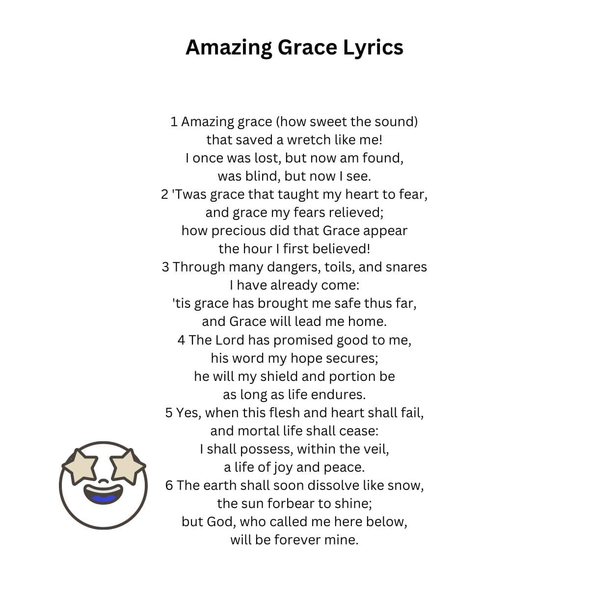 Amazing Grace Lyrics on a white background