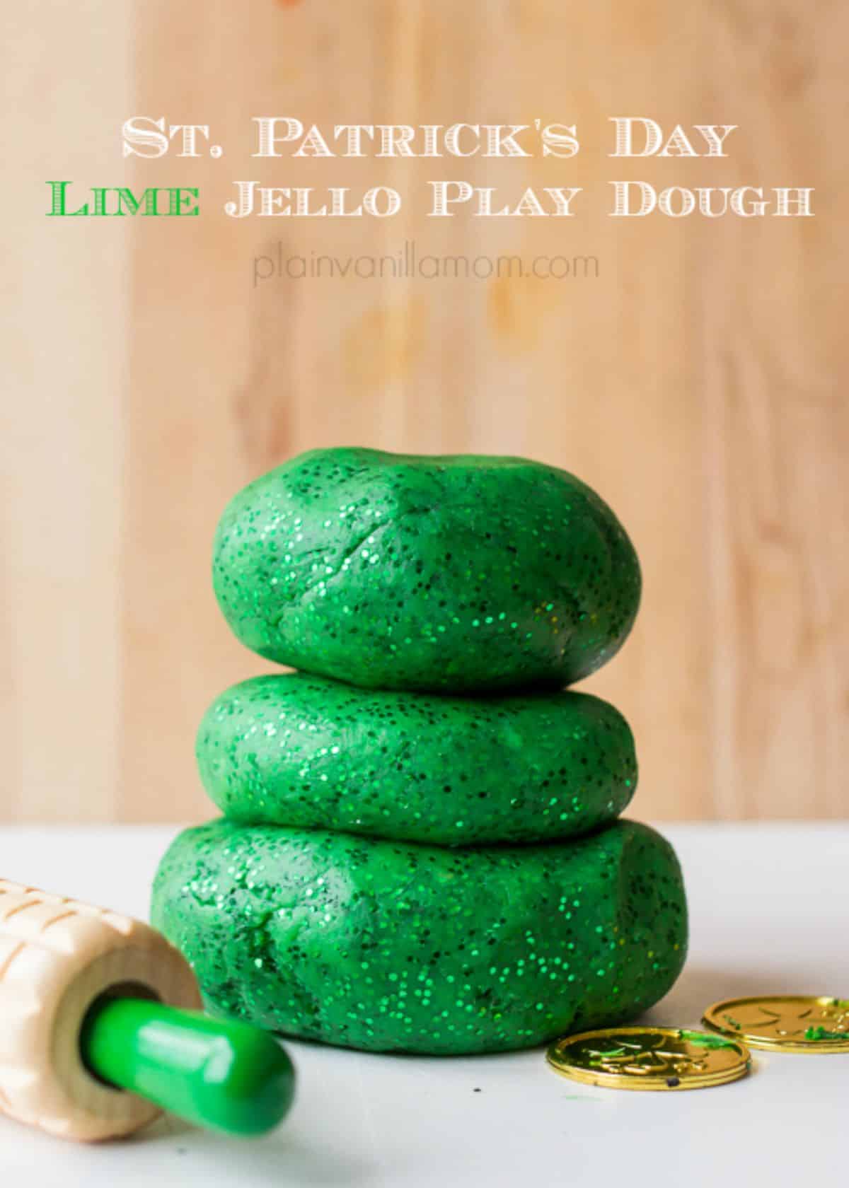 Sparkly Lime Jello Playdough