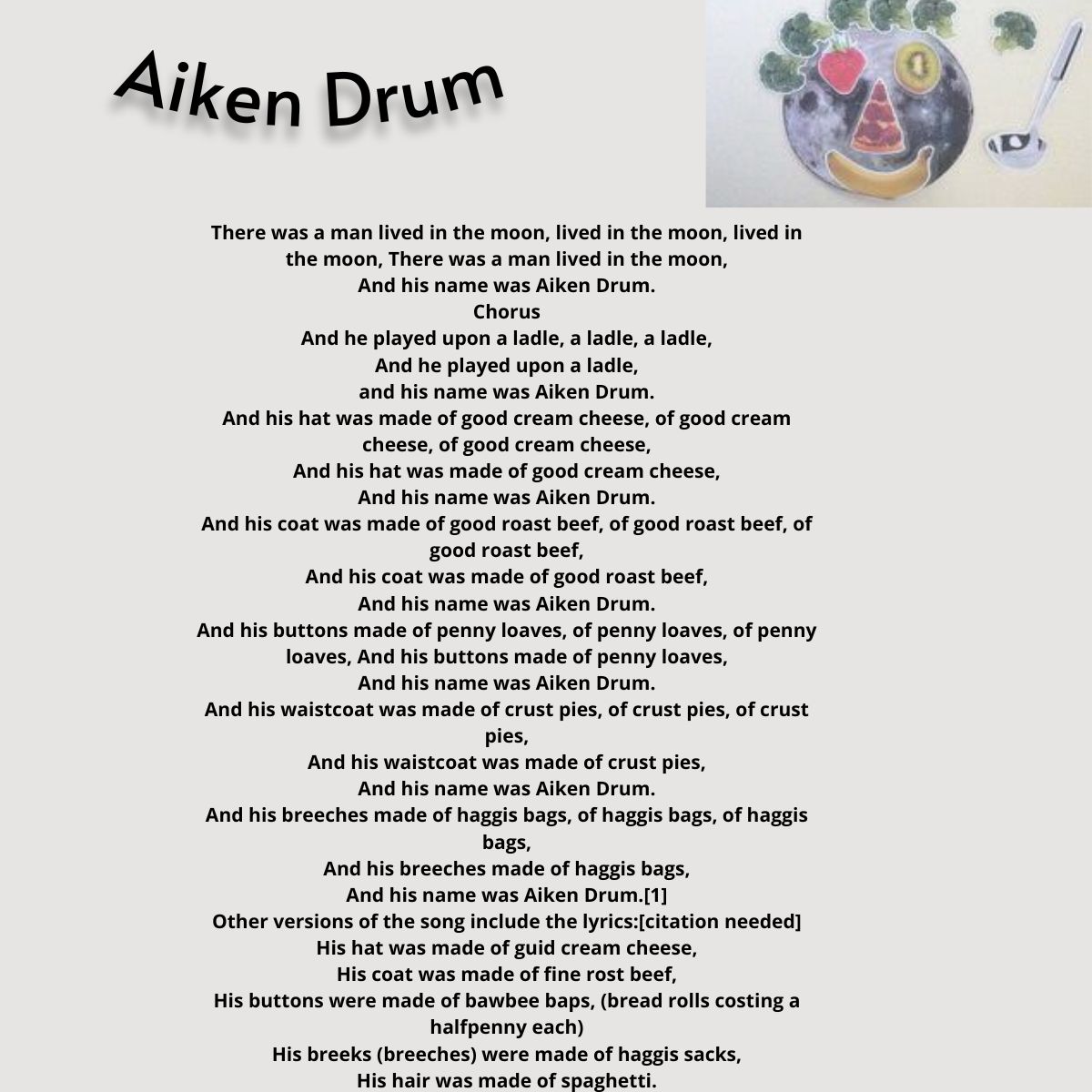 Aiken Drum Lyrics